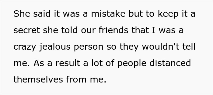 Text describing a woman discovering her fianc&eacute;&rsquo;s crush on her best friend and his emotional reaction.