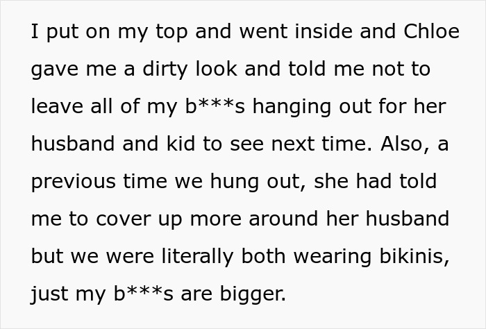 Text excerpt discussing a woman accused of exposing herself topless while sunbathing around her SIL&rsquo;s husband and son.
