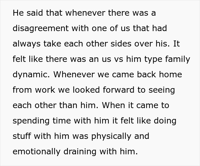 Text showing a son describing family neglect and emotional strain, highlighting parents' worries about their impact.
