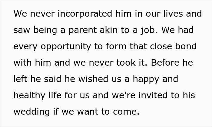 Text excerpt reflecting parents questioning their role after their son&rsquo;s emotional outburst due to years of neglect and lack of bond.