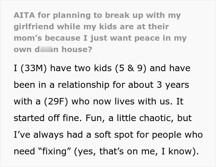 Dad desperate to restore peace at home plans a strategic break-up while kids are away for quiet family time. Dad desperate to restore peace at home plans a strategic break-up while kids are away for quiet family time.