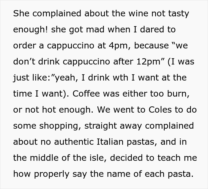Host uses spices and drinks cappuccino after noon, gets mocked by hubby&rsquo;s Italian friend during visit.