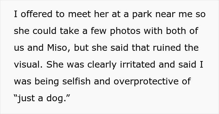Text discussing refusing to lend dog for sister’s aesthetic maternity shoot and the resulting family conflict. Text discussing refusing to lend dog for sister’s aesthetic maternity shoot and the resulting family conflict.