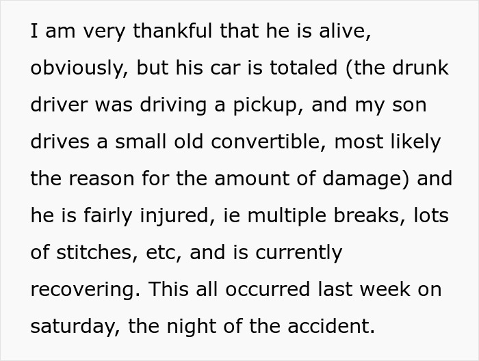 Text discussing a mom’s reaction to her son’s girlfriend kissing him after a major accident and family dynamics. Text discussing a mom’s reaction to her son’s girlfriend kissing him after a major accident and family dynamics.