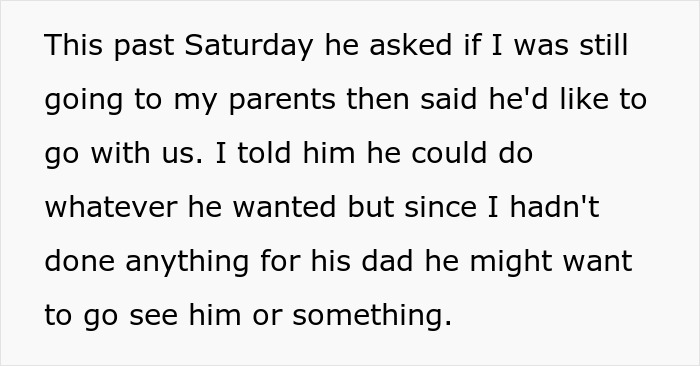 Text excerpt describing a man choosing to spend time with his mom, missing his wife&rsquo;s first Mother&rsquo;s Day.