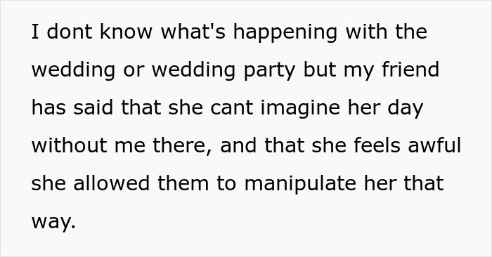 Text message about a maid of honor refusing to hide psoriasis for friend&rsquo;s wedding, leading to a ban without body makeup.