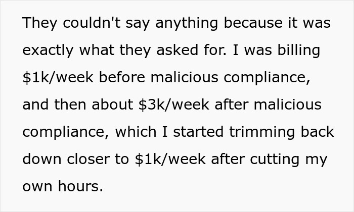 Quote about billing earnings and hours trimmed back by non-profit employee amid accusations of fudging hours.