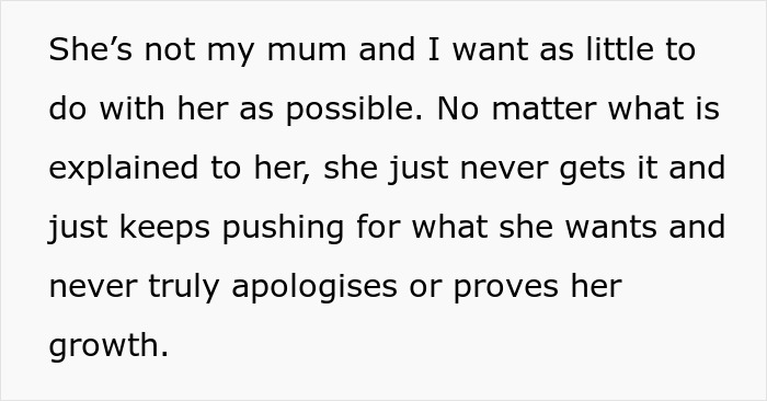 Text excerpt about MIL hijacking pregnancy announcement causing family conflict and refusal to delete Facebook post.