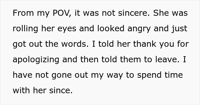 Text about a teen niece calling aunt fat and ugly at the park, showing anger and refusal to spend time together afterward.