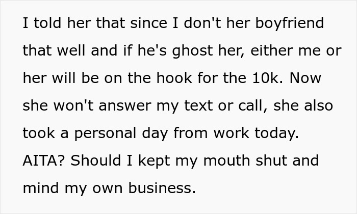 Woman tries to warn coworker about romance scam, but coworker gives silent treatment and avoids communication. Woman tries to warn coworker about romance scam, but coworker gives silent treatment and avoids communication.