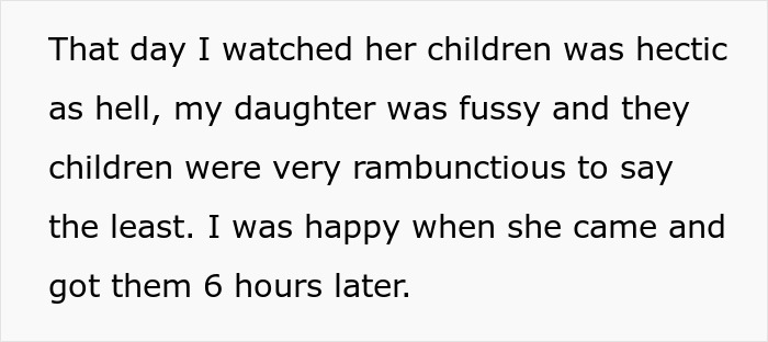 Text excerpt describing a hectic babysitting day with rambunctious children and a fussy daughter, highlighting a SAHM babysitting ordeal.