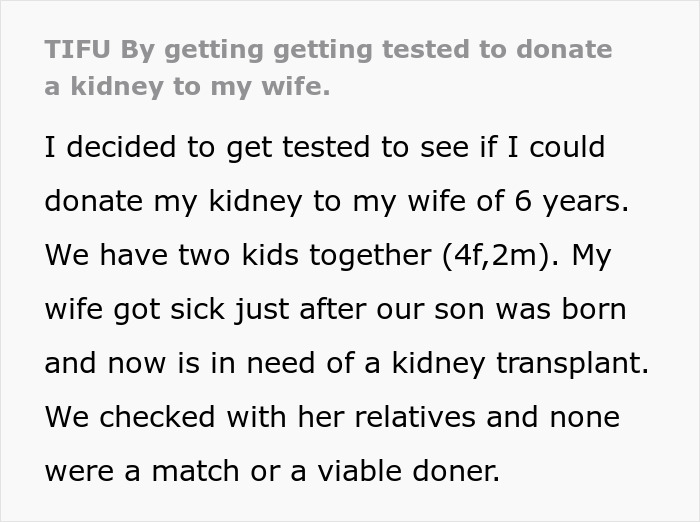 Man finds out he is a perfect kidney match for his wife after testing reveals they are closely related. Man finds out he is a perfect kidney match for his wife after testing reveals they are closely related.