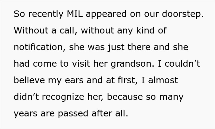 Text from a story describing an absent grandma trying to reconnect after many years, facing rejection. Text from a story describing an absent grandma trying to reconnect after many years, facing rejection.