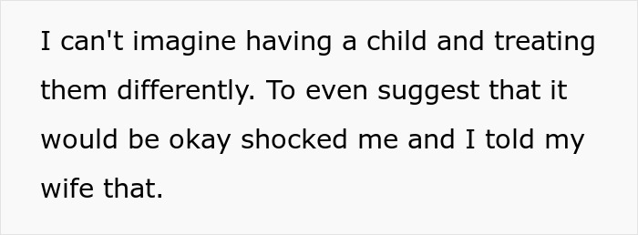Text quote about not imagining having a child and treating them differently from a spouse obsessed with having more kids. Text quote about not imagining having a child and treating them differently from a spouse obsessed with having more kids.