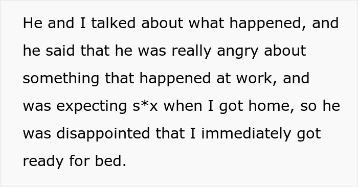 Text excerpt describing a guy waking up his girlfriend to yell at her for not wearing sexy clothes and feeling disappointed.