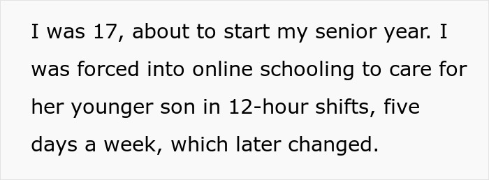 Teen sister babysits her younger sibling during senior year, balancing 12-hour shifts and online schooling.