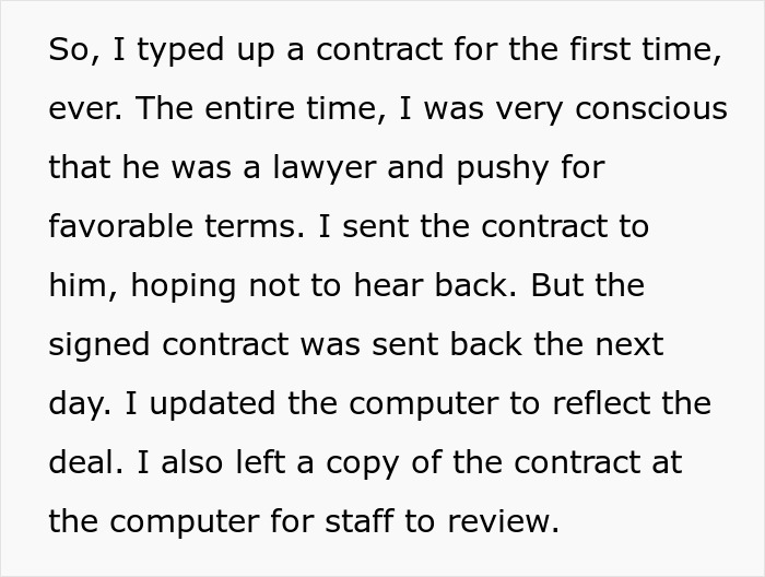 Excerpt describing an entitled lawyer harassing a hotelier for wedding discounts and contract handling. Excerpt describing an entitled lawyer harassing a hotelier for wedding discounts and contract handling.
