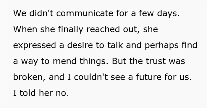 Text discussing a man&rsquo;s struggle with trust after what a private investigator found about his partner.