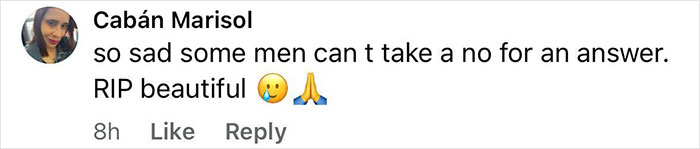 Comment by Cab&aacute;n Marisol expressing sadness over a beauty queen strangled by family friend and former teacher.