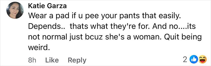 Comment discussing a woman urinating during a powerlifting competition that sparked viral video debate online. Comment discussing a woman urinating during a powerlifting competition that sparked viral video debate online.