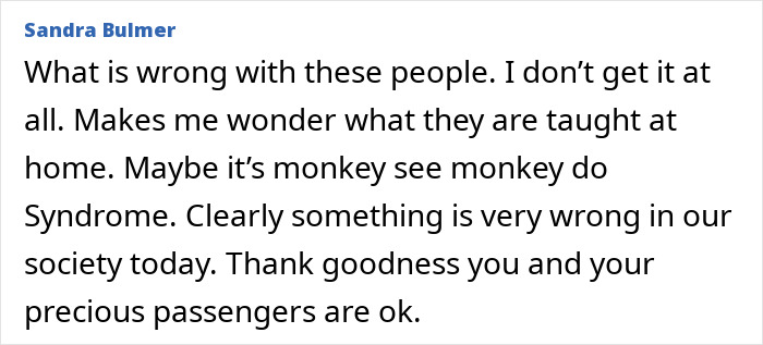 Screenshot of a comment expressing concern about society and relief that the 5-month-old baby affected by fire extinguisher prank is okay.