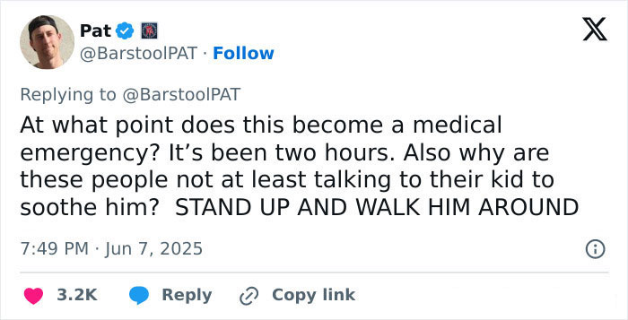 Tweet discussing man&rsquo;s mid-flight meltdown over screaming baby sparking debate between parenting and passenger concerns.