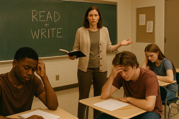 High school students struggling with a classroom assignment as educator raises concerns about knowledge gaps in counties. High school students struggling with a classroom assignment as educator raises concerns about knowledge gaps in counties.