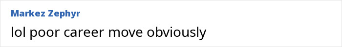 Comment text on white background reading lol poor career move obviously, related to Jiu-Jitsu trainer paralyzing student sparring incident.