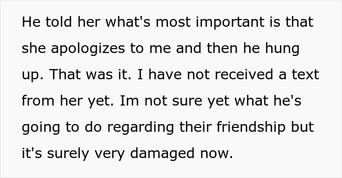Text message discussing damage to friendship after a woman is upset her friend's girlfriend won't let them sleep in the same bed.