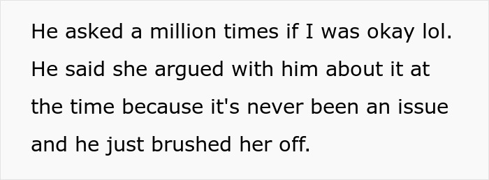 Text showing a woman upset because her friend&rsquo;s girlfriend won&rsquo;t let them sleep in the same bed, causing tension.