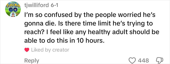 Comment from user expressing confusion about concerns over a man running a marathon with zero training and 24 hours notice.