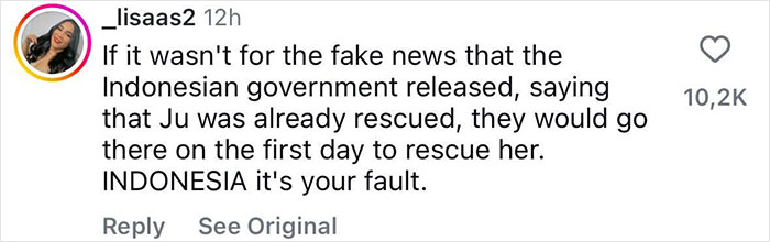 Social media comment accusing Indonesian government of fake news amid active volcano rescue controversy involving a guide and tourist. Social media comment accusing Indonesian government of fake news amid active volcano rescue controversy involving a guide and tourist.