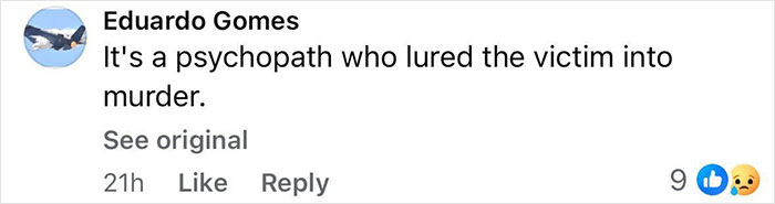 Comment by Eduardo Gomes on social media discussing a psychopath involved in a beauty queen strangled case.