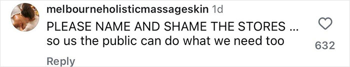 A social media comment urging to name and shame stores selling vests falsely labeled as wool containing cat fur. A social media comment urging to name and shame stores selling vests falsely labeled as wool containing cat fur.