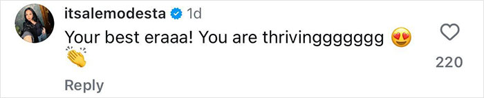 Comment from itasalemodesta praising Bethenny Frankel's supermodel diet results, calling her thriving and successful.