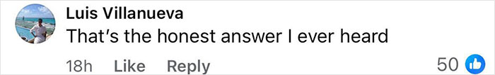 Comment by Luis Villanueva praising an honest explanation in a viral discussion about marriage challenges.