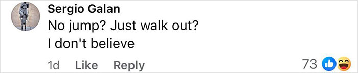 Screenshot of a social media comment expressing disbelief about a survivor of the Air India crash walking out without jumping.