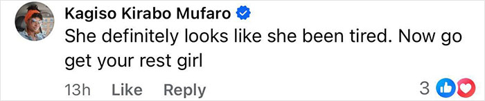 Screenshot of a social media comment where a user suggests someone looks tired, relating to a viral marriage explanation.