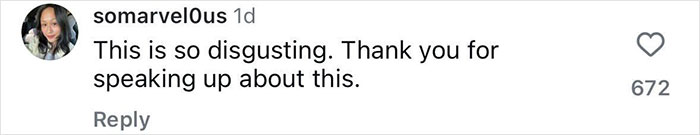 Social media comment expressing disgust and gratitude for speaking out about fashion brand using cat fur instead of wool. Social media comment expressing disgust and gratitude for speaking out about fashion brand using cat fur instead of wool.