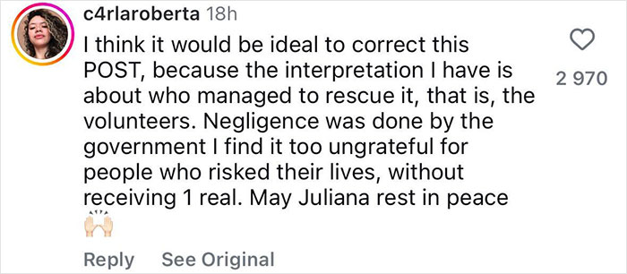Instagram comment criticizing government negligence in rescuing a tourist abandoned on an active volcano. Instagram comment criticizing government negligence in rescuing a tourist abandoned on an active volcano.