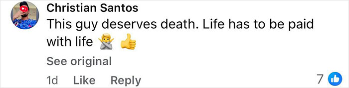 Social media comment expressing a call for death as punishment related to beauty queen strangled by family friend.