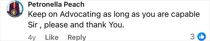 Comment by Petronella Peach advocating persistence, related to man trapped in hospital exposing staff comments.