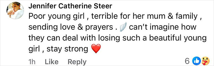 Comment expressing sympathy and support for family after human remains found in search for missing teenager Phoebe Bishop. Comment expressing sympathy and support for family after human remains found in search for missing teenager Phoebe Bishop.
