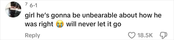 Comment saying he&rsquo;ll be unbearable about how he was right with crying emoji, related to marathon signup story.