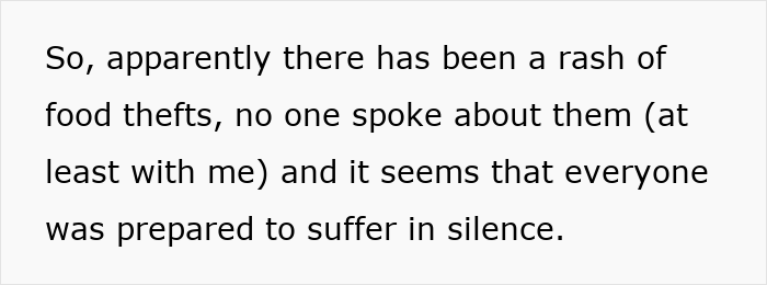 Text excerpt discussing coworker stealing woman’s spicy lunch and false accusation of poisoning him. Text excerpt discussing coworker stealing woman’s spicy lunch and false accusation of poisoning him.