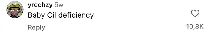Screenshot of a social media comment saying Baby Oil deficiency with high engagement visible.