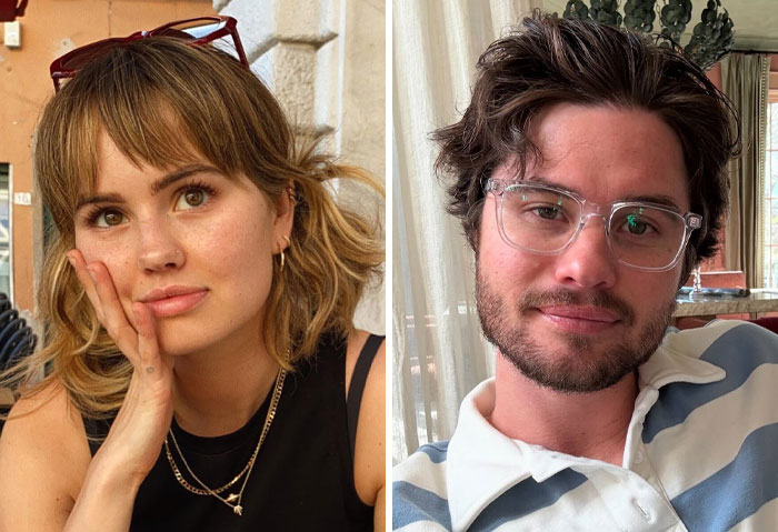 Joven mujer y hombre con rasgos similares, mostrando parecidos entre celebridades en retratos casuales y naturales.