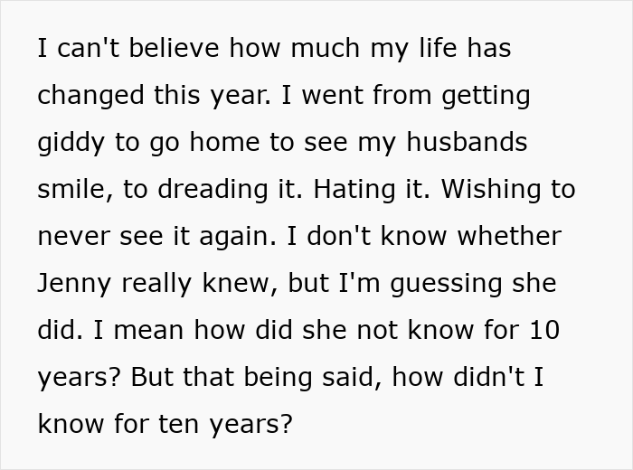 Text excerpt reflecting a man hiding a secret second family revealed after his wife borrows his phone, causing emotional turmoil.