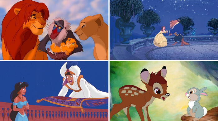 Collage of classic Disney animated characters featured in a choose one lose the rest poll selection.