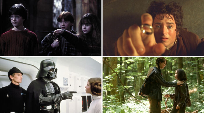 Collage of iconic fantasy and sci-fi movie scenes for Choose One Lose The Rest Poll featuring famous characters in key moments.